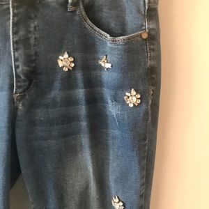 Jones Rhinestone Embellished Distressed Jeans